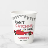 Can't Catch Me I'm Three Red Race Car 3 Birthday  紙コップ (正面)