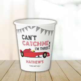 Can't Catch Me I'm Three Red Race Car 3 Birthday  紙コップ