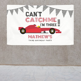 Can't Catch Me I'm Three Red Race Car Birthday  横断幕