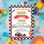 Can't Catch Me Race Car 3rd Birthday Party 招待状