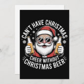 Can't Have Christmas Cheer Without Beer Santa Xmas シーズンカード (正面/裏面)
