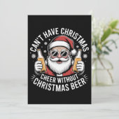 Can't Have Christmas Cheer Without Beer Santa Xmas シーズンカード (スタンド正面)