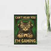 Can't Hear You I'm Gaming Funny Gamer Cat Playing カード (正面)