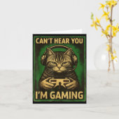 Can't Hear You I'm Gaming Funny Gamer Cat Playing  カード (黄色い花)