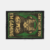 Can't Hear You I'm Gaming Funny Gamer Cat Playing  フリースブランケット (正面(横))