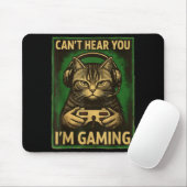 Can't Hear You I'm Gaming Funny Gamer Cat Playing マウスパッド (マウス)