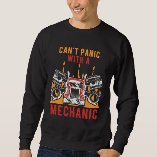 Cant Panic with a Mechanic Car  Riddle Car Enthusi スウェットシャツ (正面)
