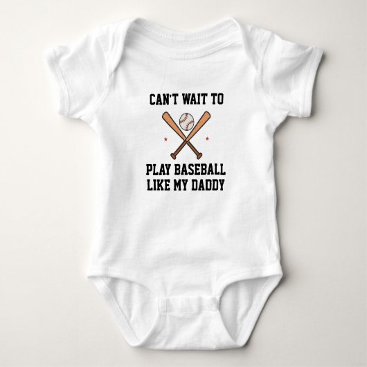 Can't Wait to Play Baseball Like Daddy ベビーボディスーツ (正面)