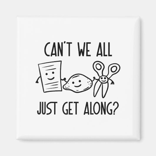 Can't We All Just Get Along Rock Paper Scissors Ga マグネット (正面)