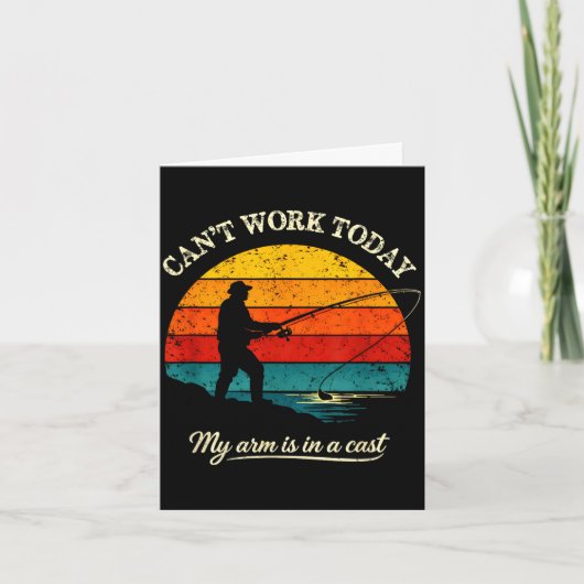 Cant work arm is in a cast funny fishing カード (正面)