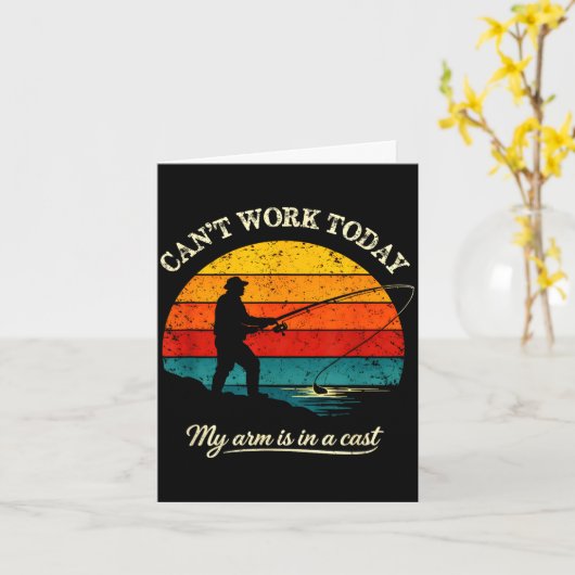 Cant work arm is in a cast funny fishing カード (黄色い花)