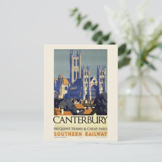 Canterbury UK Vintage Poster 1937 ポストカード (スタンド正面)