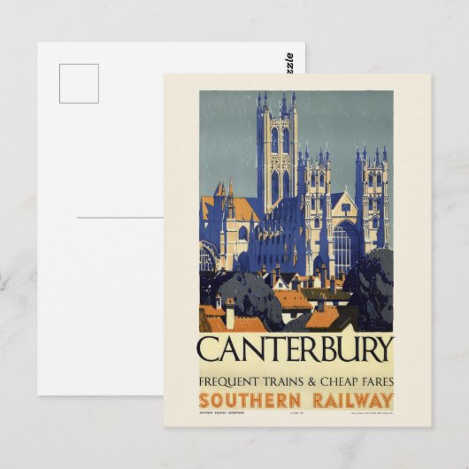 Canterbury UK Vintage Poster 1937 ポストカード (正面/裏面)