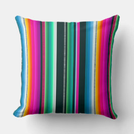 Cantina serape stripes multicolor pattern クッション