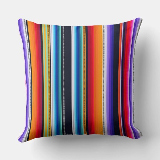 Cantina serape stripes multicolor pattern クッション (裏面)