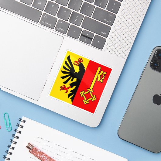 Canton of Geneva flag, Switzerland シール (ノートパソコンとiPhone)