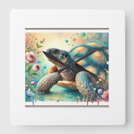 Cantors giant softshell turtle 060824AREF136 - Wat スクエア壁時計 (正面)