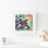 Cantors giant softshell turtle 250924AREF118 - Wat スクエア壁時計 (ホーム)