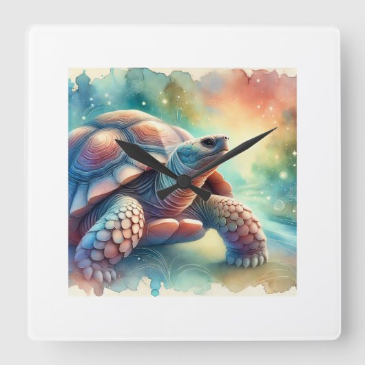 Cantors giant softshell turtle 250924AREF118 - Wat スクエア壁時計 (正面)