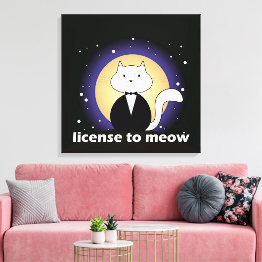 Canva de Cat, License to Meow キャンバスプリント (インサイチュ (リビング))