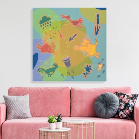 canvas animals cow chicken キャンバスプリント (インサイチュ (リビング))