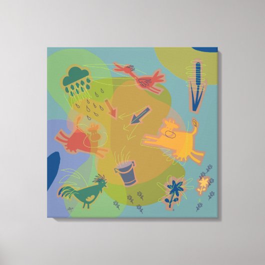 canvas animals cow chicken キャンバスプリント (正面)