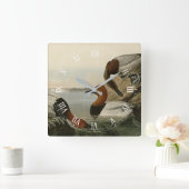Canvas backed Duck from Audubon's Birds of America スクエア壁時計 (ホーム)