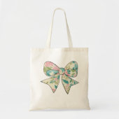 Canvas Bag with Floral Bow - Boho Chic Style. トートバッグ (正面)