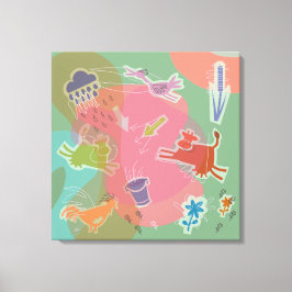 Canvas cow chicken bird キャンバスプリント