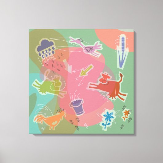 Canvas cow chicken bird キャンバスプリント (正面)