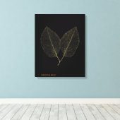 Canvas Elegant Gold Botanical Leaf Noir Decor キャンバスプリント (インサイチュ (ウッドフロア))