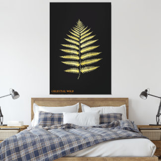 Canvas Elegant Gold Fern Leaf Botanical Decor キャンバスプリント