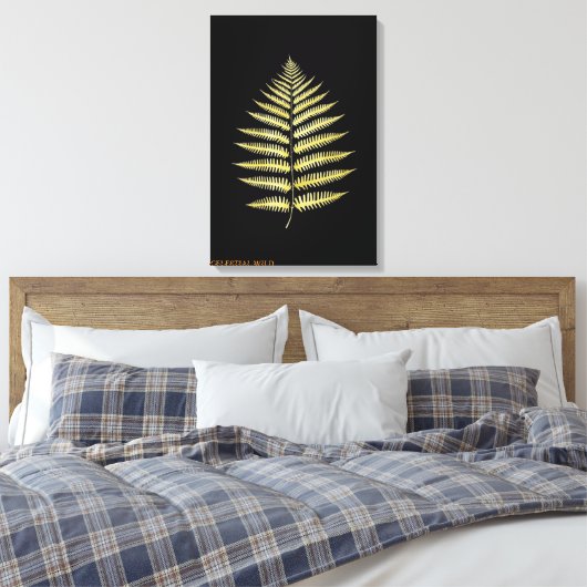 Canvas Elegant Gold Fern Leaf Botanical Decor キャンバスプリント (インサイチュ (寝室))