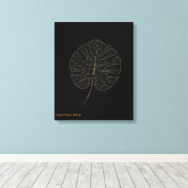 Canvas Golden Monstera Leaf Modern Noir Decor キャンバスプリント