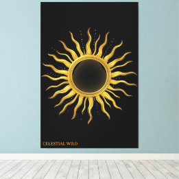 Canvas Golden Solar Eclipse Celestial Wall Art キャンバスプリント
