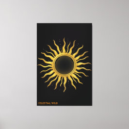 Canvas Golden Solar Eclipse Celestial Wall Art キャンバスプリント