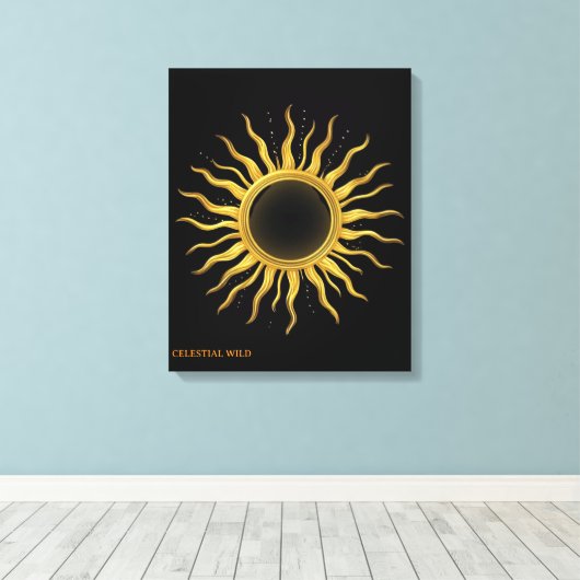 Canvas Golden Solar Eclipse Celestial Wall Art キャンバスプリント (インサイチュ (ウッドフロア))