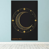 Canvas Luxury Black Gold Celestial Moon Art キャンバスプリント (インサイチュ (ウッドフロア))