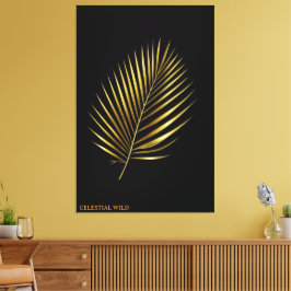 Canvas Majestic Golden Palm Frond Tropical Art キャンバスプリント