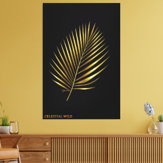 Canvas Majestic Golden Palm Frond Tropical Art キャンバスプリント