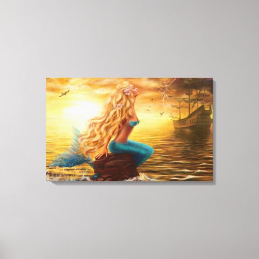 Canvas Printファンタジー人魚の夕暮れ キャンバスプリント (正面)