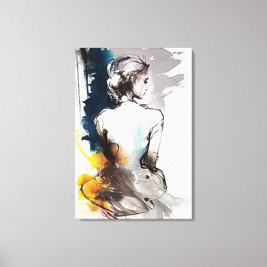 Canvas Print：女性の座るシルエット キャンバスプリント (正面)