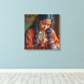 Canvas Print (Beading a Moccasin) キャンバスプリント (インサイチュ (ウッドフロア))