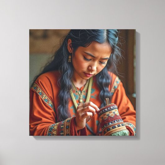 Canvas Print (Beading a Moccasin) キャンバスプリント (正面)