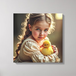 Canvas Print (Little Girl and Duckling) キャンバスプリント