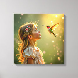 Canvas Print (Little Girl and Hummingbird-2) キャンバスプリント