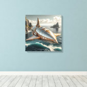 Canvas Print (Silver UFO over Water) キャンバスプリント (インサイチュ (ウッドフロア))