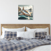 Canvas Print (Silver UFO over Water) キャンバスプリント (インサイチュ (寝室))