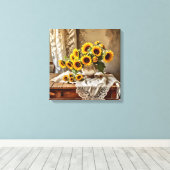 Canvas Print (Sunflowers and Lace) キャンバスプリント (インサイチュ (ウッドフロア))
