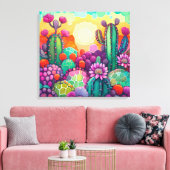 Canvas Print : Sunset on Cactusカラフル キャンバスプリント (インサイチュ (リビング))